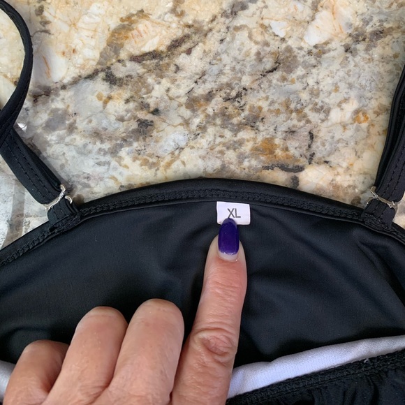 SZ XL women’s bathing suit top bandeau style black stretch top full coverage - Picture 7 of 7